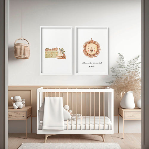 Wall art for Safari nurseries | set of 2 Boho wall art prints