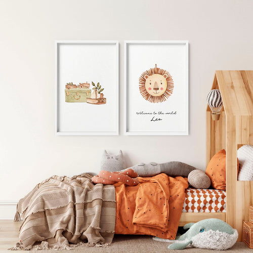 Wall art for Safari nurseries | set of 2 Boho wall art prints