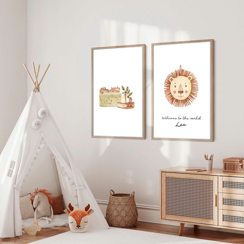 Wall art for Safari nurseries | set of 2 Boho wall art prints