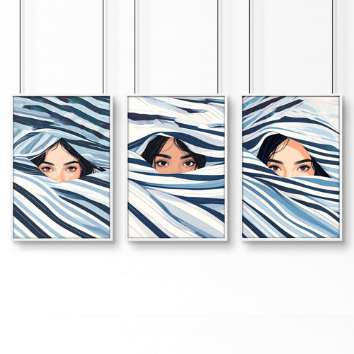 Boho Style Wall Decor | Set of 3 Boho Women Wall art Prints