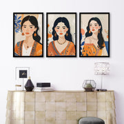 Boho Wall Art Decor | Set of 3 Boho Women Wall art Prints