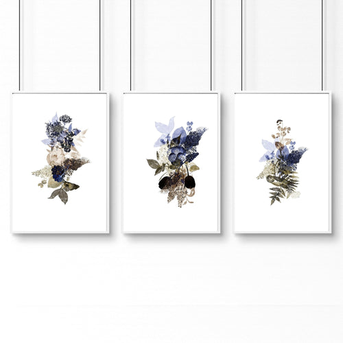 Bathroom art framed | set of 3 Botanical wall prints