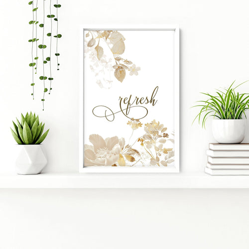 Gold Bathroom Wall Decor – Set of 3 Botanical Prints