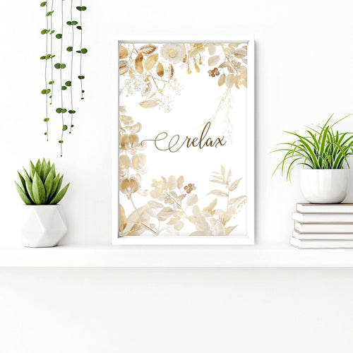 Gold Bathroom Wall Decor – Set of 3 Botanical Prints