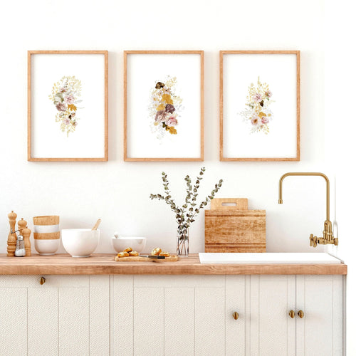 Kitchen Wall Decor Ideas – Set of 3 Botanical Prints