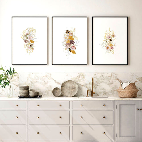 Kitchen Wall Decor Ideas – Set of 3 Botanical Prints