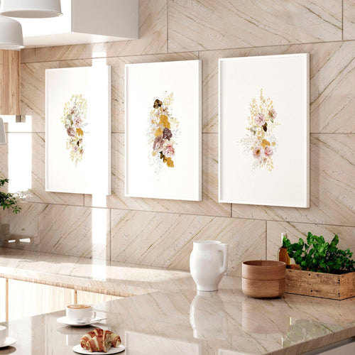 Kitchen Wall Decor Ideas – Set of 3 Botanical Prints