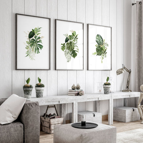 Framed Botanical Prints Set of 3 | Tropical Wall Art