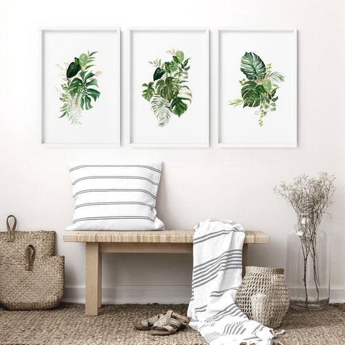 Framed Botanical Prints Set of 3 | Tropical Wall Art