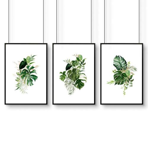 Framed Botanical Prints Set of 3 | Tropical Wall Art