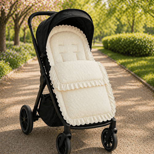 Universal Broderie Anglaise Pushchair Footmuff / Cosy Toes - Fits All Pushchairs / Prams And Buggies