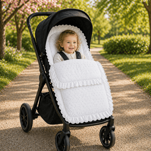 Universal Broderie Anglaise Pushchair Footmuff / Cosy Toes - Fits All Pushchairs / Prams And Buggies
