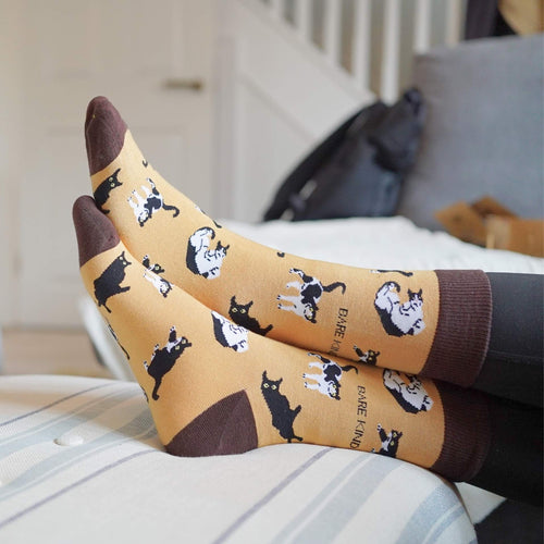 Brown Cat Pet Pair Bamboo Sock Set