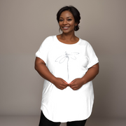 Plus‑Size Coloured Dragonfly Short Sleeve Dipped Hem T‑Shirt
