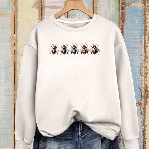 Cotton Sweatshirt with 5 Multi Coloured Bees