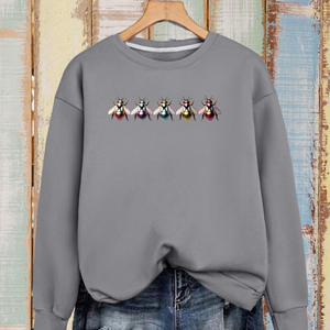 Cotton Sweatshirt with 5 Multi Coloured Bees