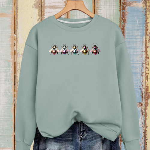 Cotton Sweatshirt with 5 Multi Coloured Bees