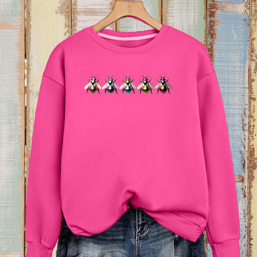 Cotton Sweatshirt with 5 Multi Coloured Bees