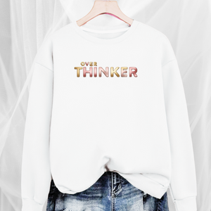 Long Cotton Sweatshirt with “Over Thinker” Logo