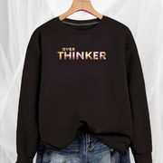 Long Cotton Sweatshirt with “Over Thinker” Logo