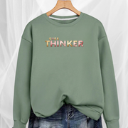 Long Cotton Sweatshirt with “Over Thinker” Logo