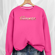 Long Cotton Sweatshirt with “Over Thinker” Logo