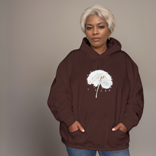 Cotton Hoodie with Dandelion Print