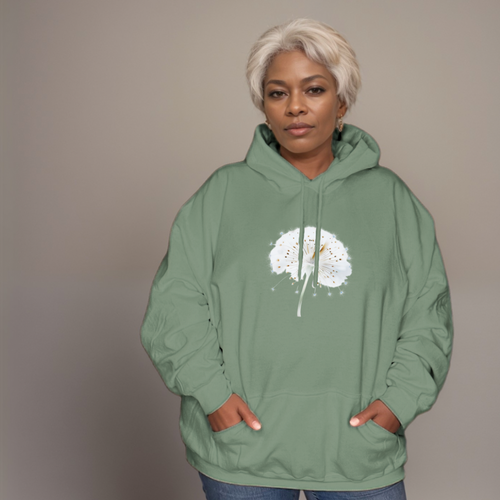 Cotton Hoodie with Dandelion Print