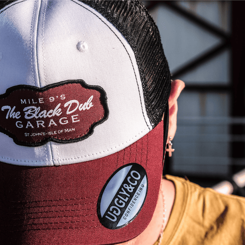 Burgundy Black Dub Garage Trucker Hat