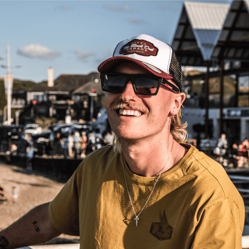 Burgundy Black Dub Garage Trucker Hat