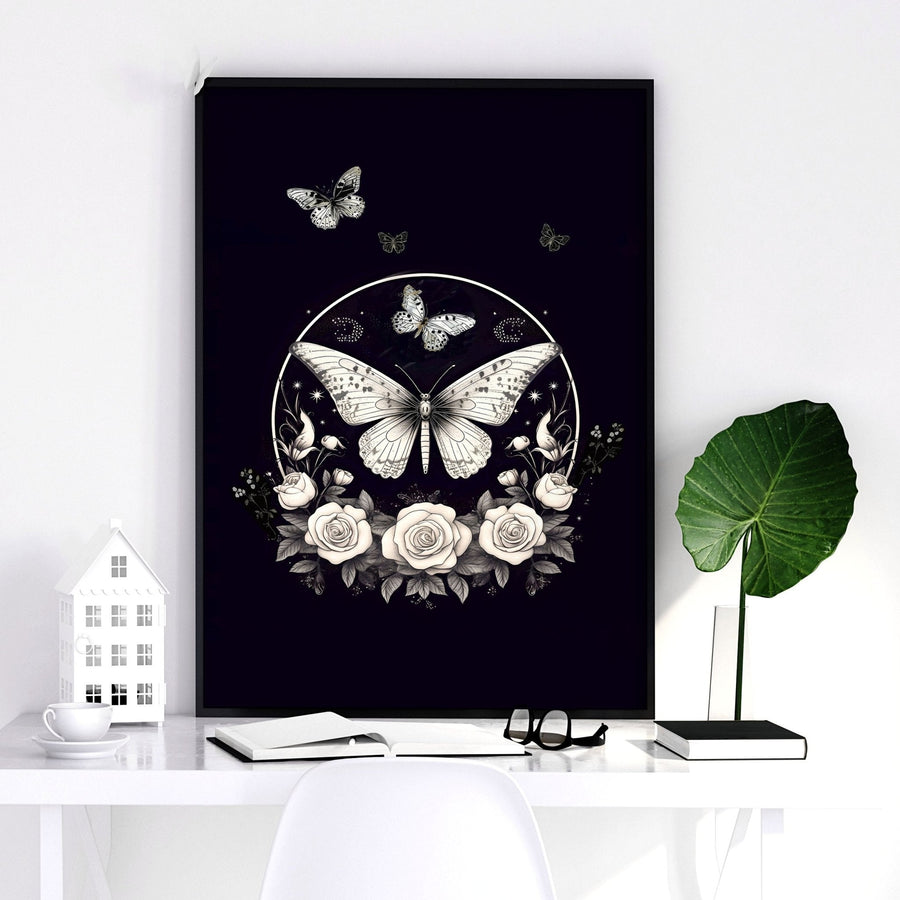 Butterfly Wall Art Decor | Set of 2 Dark Academy Wall art Prints