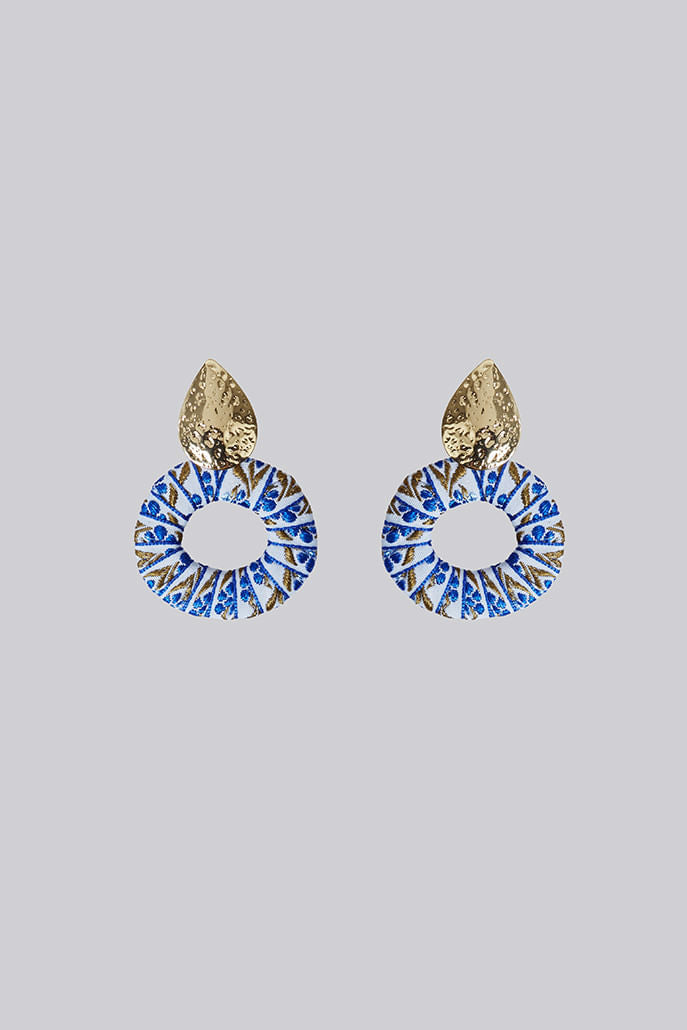 Louche Charity Gold Pear Shape Hoop Earring