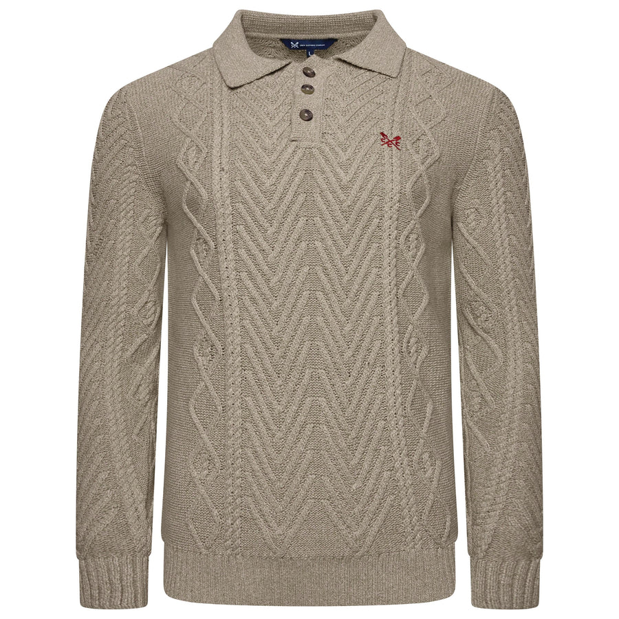 Crew Clothing Company Cable Knit Button Neck Jumper