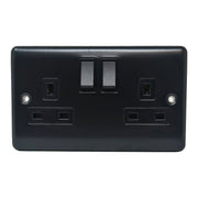 Caradok 2G 13A DP Switched Socket Matt Black