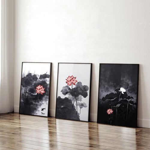 Calming Art | Set of 3 Asian Inspired Wall art Prints