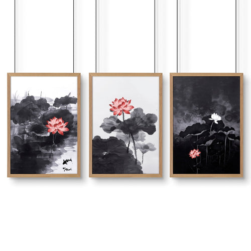 Calming Art | Set of 3 Asian Inspired Wall art Prints
