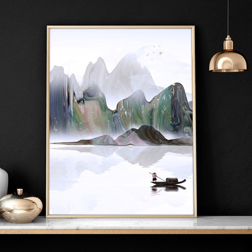 Framed Art Work | Calming Set of 3 Living Room Prints