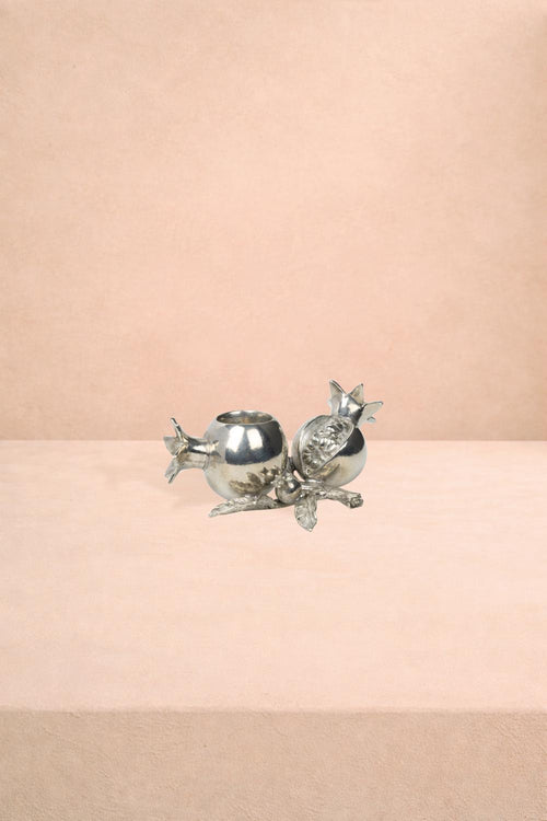 Pewter Pomegranate Candleholder - Set of 2