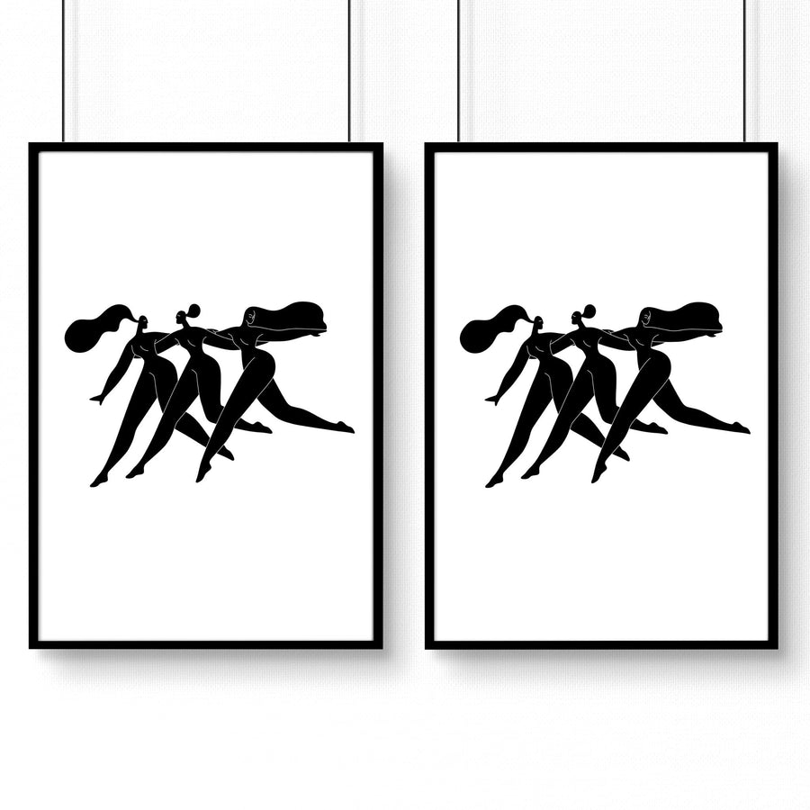 Canvas Art For Bathrooms | Set of 2 Boho Women Wall art Prints