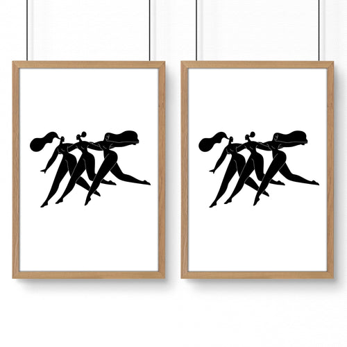 Canvas Art For Bathrooms | Set of 2 Boho Women Wall art Prints