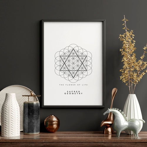 Canvas Pictures For Living Room | Set of 3 Sacred Geometry Wall art Prints