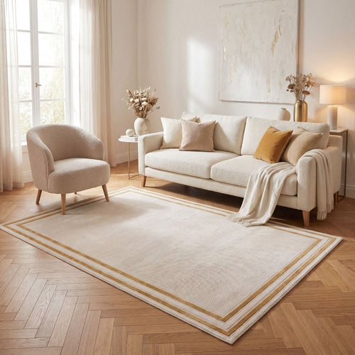 Carmel Cream-Gold Bordered Rug | 6060