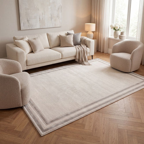 Carmel Cream-Grey Bordered Rug | 6060