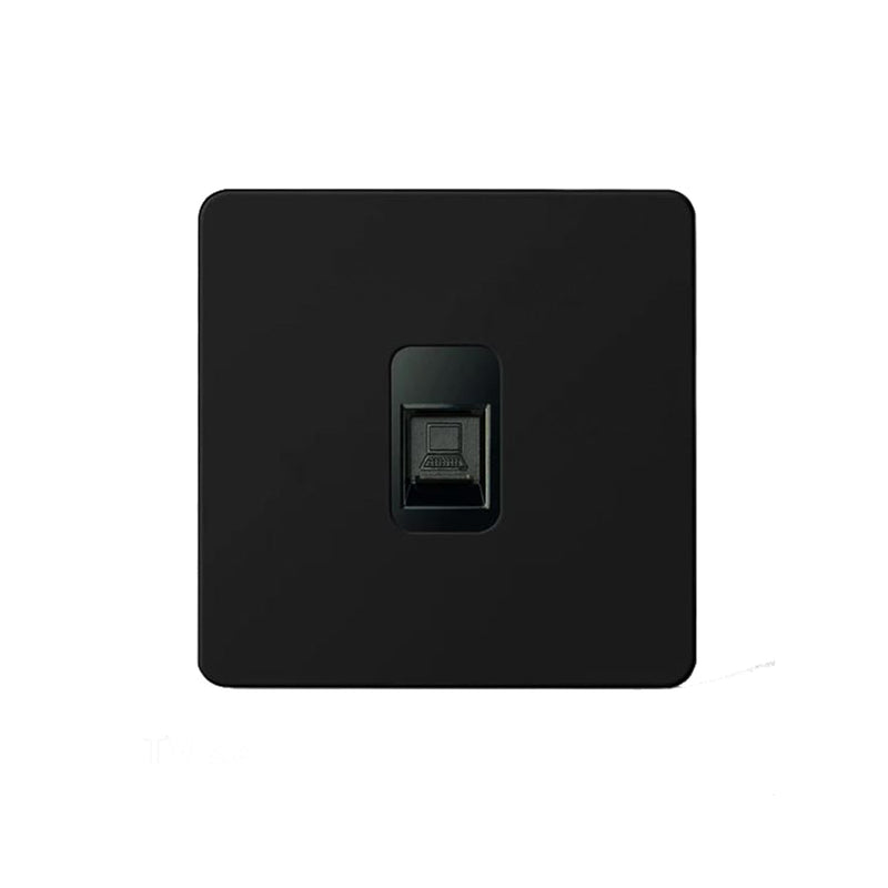 Caradok Matt Black Metal Screwless Net RJ45 Socket
