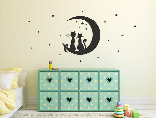 Cats Moon and Stars Nursery Wall Sticker