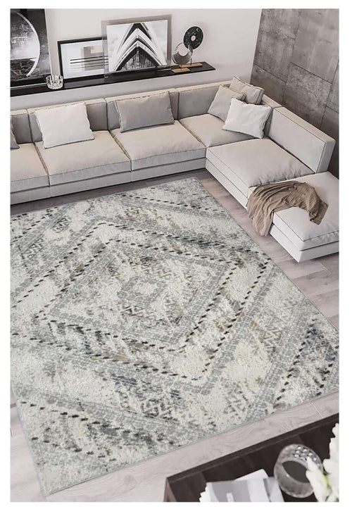 Abstract Vintage Cream & Grey Rug
