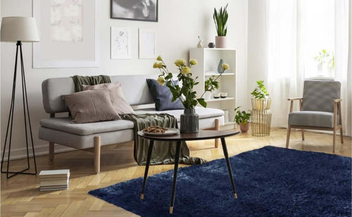 Lagom Navy Shaggy Rug