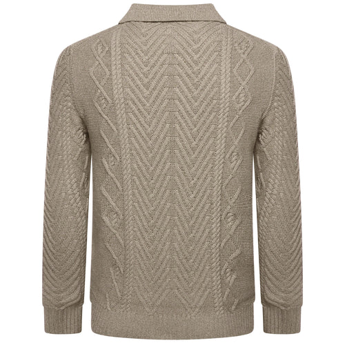 Crew Clothing Company Cable Knit Button Neck Jumper