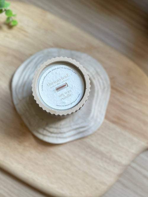 Chamomile Jesmonite Soy Wax Candle / Beige Home Decor