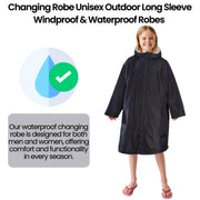 Heatwave Thermalwear Changing Robe Kids Unisex Hooded Coat Black Grey Windproof Warm Brushed Winter Base Layer